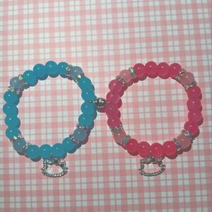 Hello kitty pink and blue magnetic heart bracelets 💙 🩷